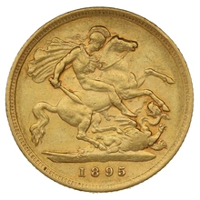 1895 Gold Half Sovereign - Victoria Old Head - London