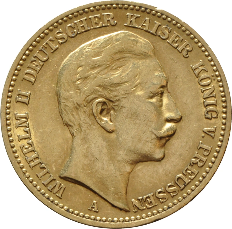German 20 Mark Gold Coin Wilhelm II 1889-1913