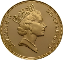 1990 Proof £5 Gold Coin (Quintuple Sovereign) - no Box or cert