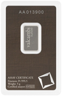 5g Platinum Bar Valcambi Minted