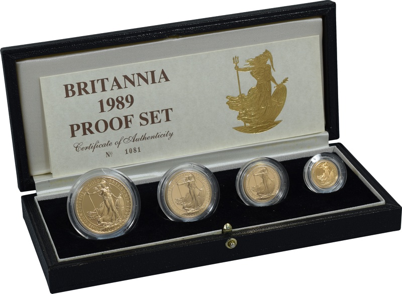 1989 Proof Britannia Gold 4-Coin Boxed Set