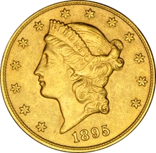 1895 $20 Double Eagle Liberty Head Gold Coin, San Francisco