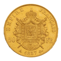 1857 50 French Francs Gold Coin Napoleon III A