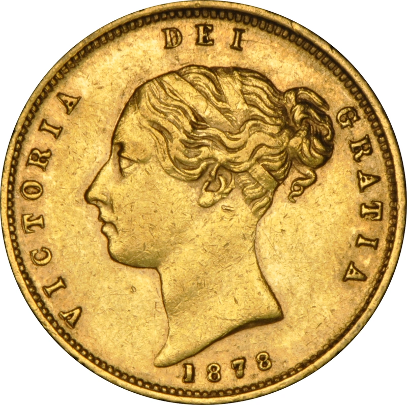 1878 Half Sovereign Victoria Young Head Shield Back - London NGC AU53
