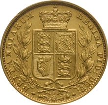 1883 Gold Sovereign - Victoria Young Head Shield Back S