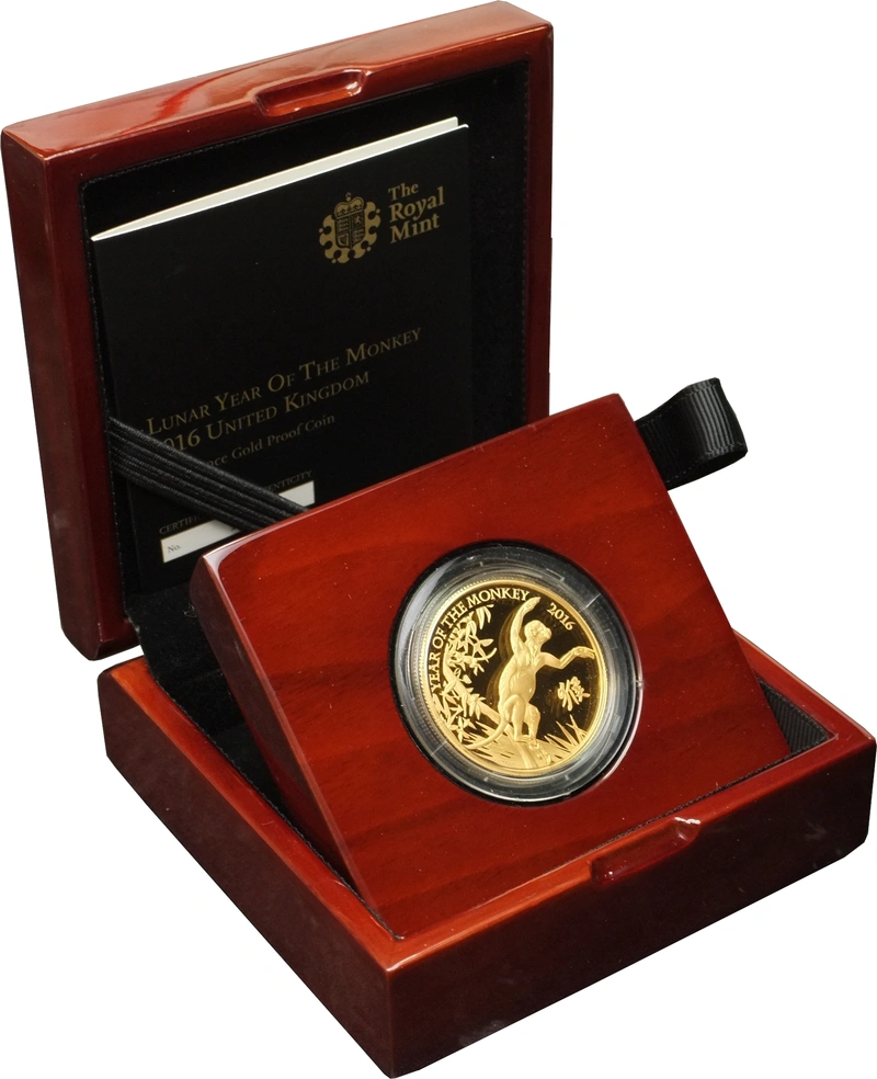 2016 Royal Mint 1oz Year of the Monkey Proof Gold Coin Boxed