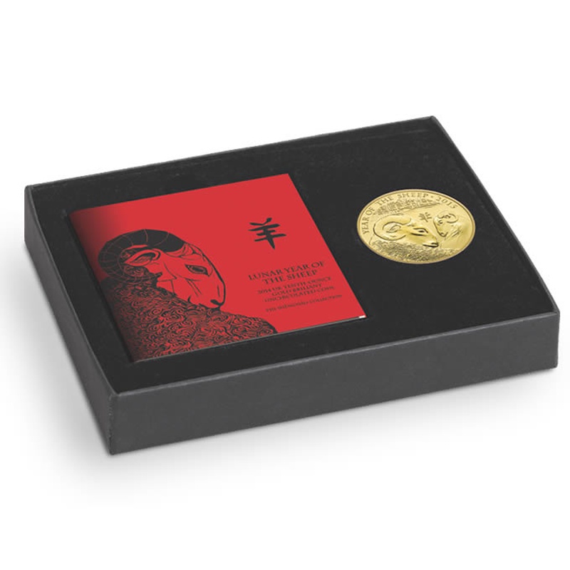 2015 Royal Mint 1/10th Oz Year of the Sheep Gold Coin Boxed