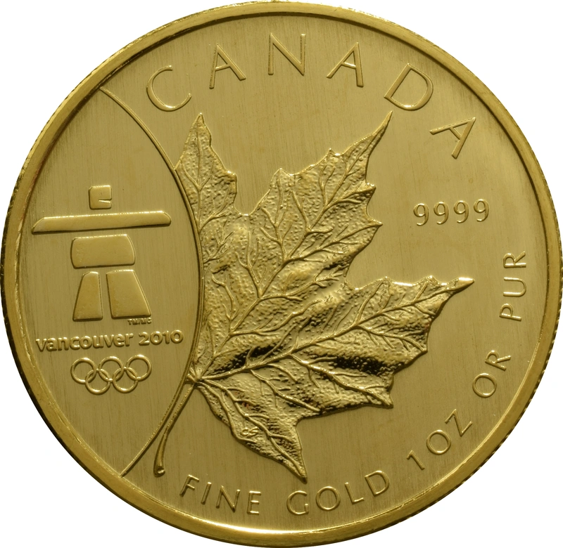 2008 Canadian Maple Leaf Gold Coin 1oz Vancouver 2010 Winter Olympics