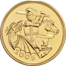 2005 Brilliant Uncirculated Gold Five Pound Coin (Quintuple Sovereign)
