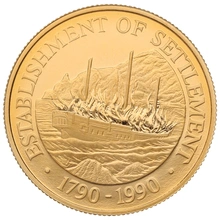1990 Pitcairn Islands $250 Bicentenary of the First Settlement Gold Proof Coin Boxed