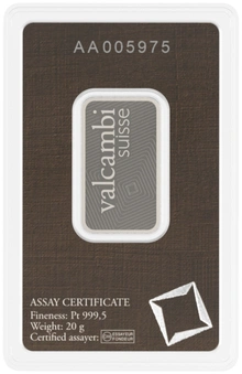 20g Platinum Bar Valcambi Minted