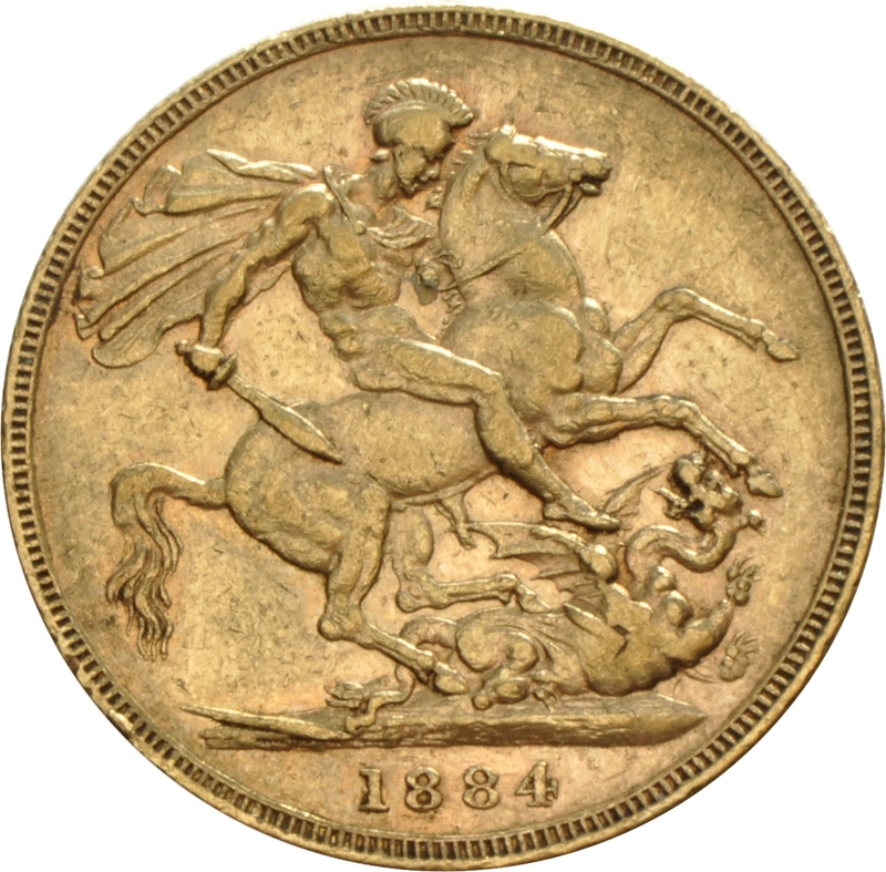 1884 Gold Sovereign Coin Queen Victoria Young Head Melbourne