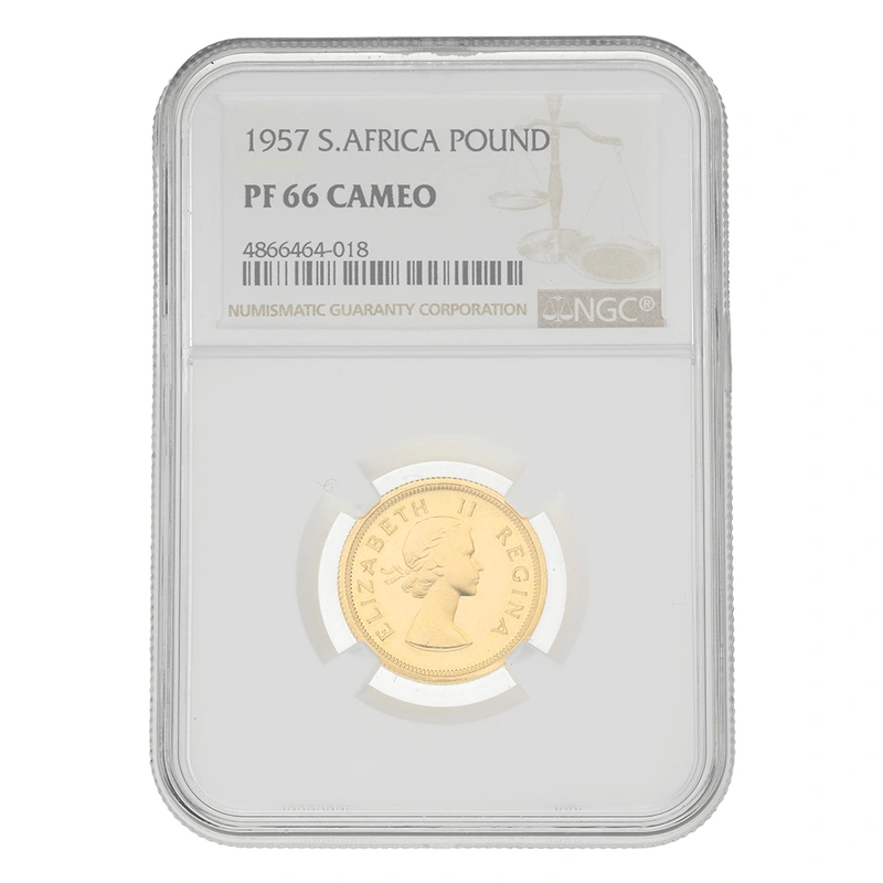 1957 £1 South Africa Gold Coin Elizabeth II NGC PF66