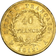 40 French Francs Gold Coin Napoleon I Emperor Laureate Head 1807-1813