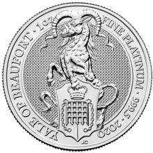 1oz Platinum Coin, The Yale Of Beaufort - Queens Beast 2019