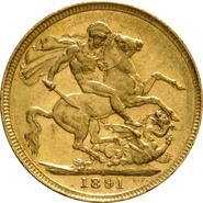 1891 Gold Sovereign - Victoria Jubilee Head - S