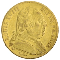 1815 20 French Francs Gold Coin Louis XVIII A