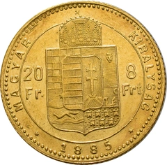 Hungarian 20 Franc 8 Forints Gold Coin Franz Joseph I 1870-1892 KB