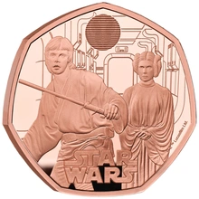2023 50p Luke Skywalker & Princess Leia Star Wars Proof Gold Coin Boxed