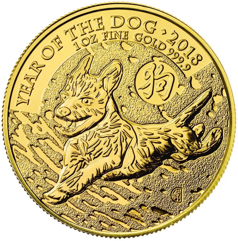 2018 Year of the Dog Gold Coin 1oz Royal Mint Lunar Series
