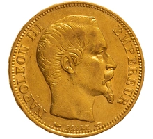 1853 20 French Francs Gold Coin Napoleon III A