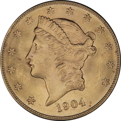 1904 $20 Gold Coin Double Eagle Liberty Head San Francisco NGC MS64