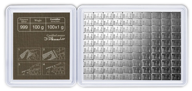 100 x 1g Silver CombiBar