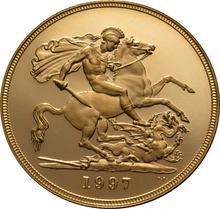 1997 Proof £5 Gold Coin (Quintuple Sovereign) - no Box or cert