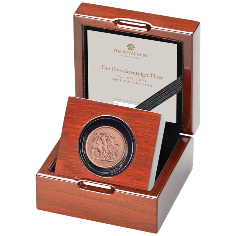 2024 Gold £5 Coin Quintuple Sovereign Brilliant Uncirculated Boxed