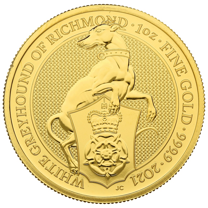 2021 White Greyhound of Richmond, Queen's Beast - 1oz Gold Coin