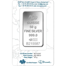 PAMP 50 Gram Silver Bar Minted