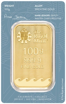 100g Gold Bar Britannia Minted