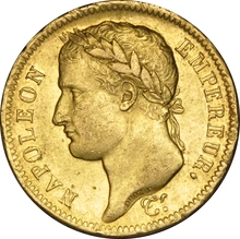 40 French Francs Gold Coin Napoleon I Emperor Laureate Head 1807-1813