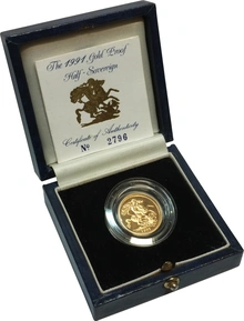 Gold Proof 1991 Half Sovereign Boxed