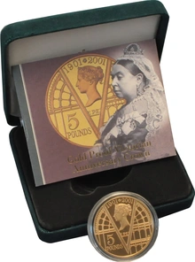 2001 - Gold Five Pound Proof Coin, 100th Victoria Anniversary