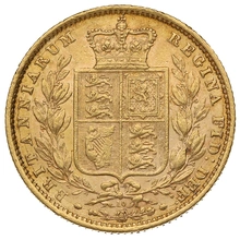 1871 Gold Sovereign - Victoria Young Head Shield Back- London