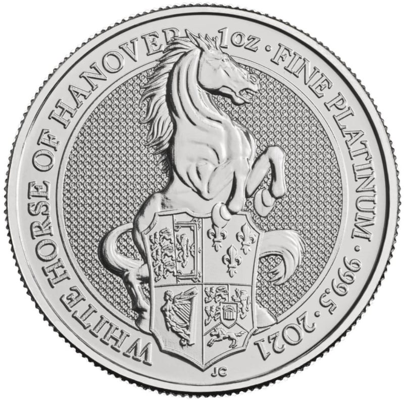 2021 1oz Platinum White Horse of Hanover - Queen's Beast Coin