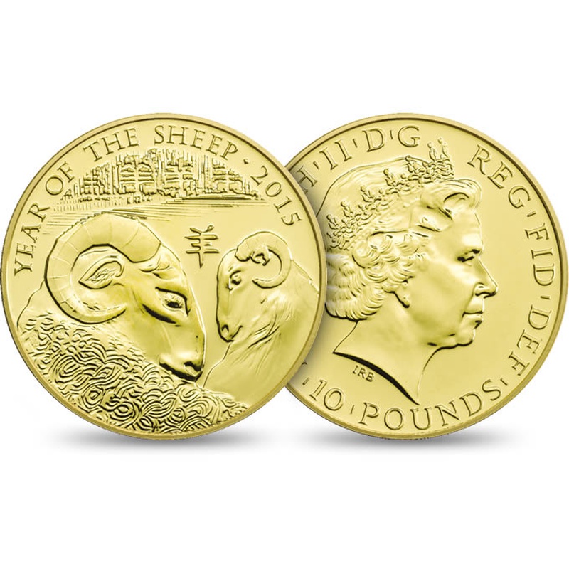 2015 Royal Mint 1/10th Oz Year of the Sheep Gold Coin