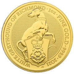 2021 1oz White Greyhound of Richmond Gold Coin Queen's Beasts PCGS MS69