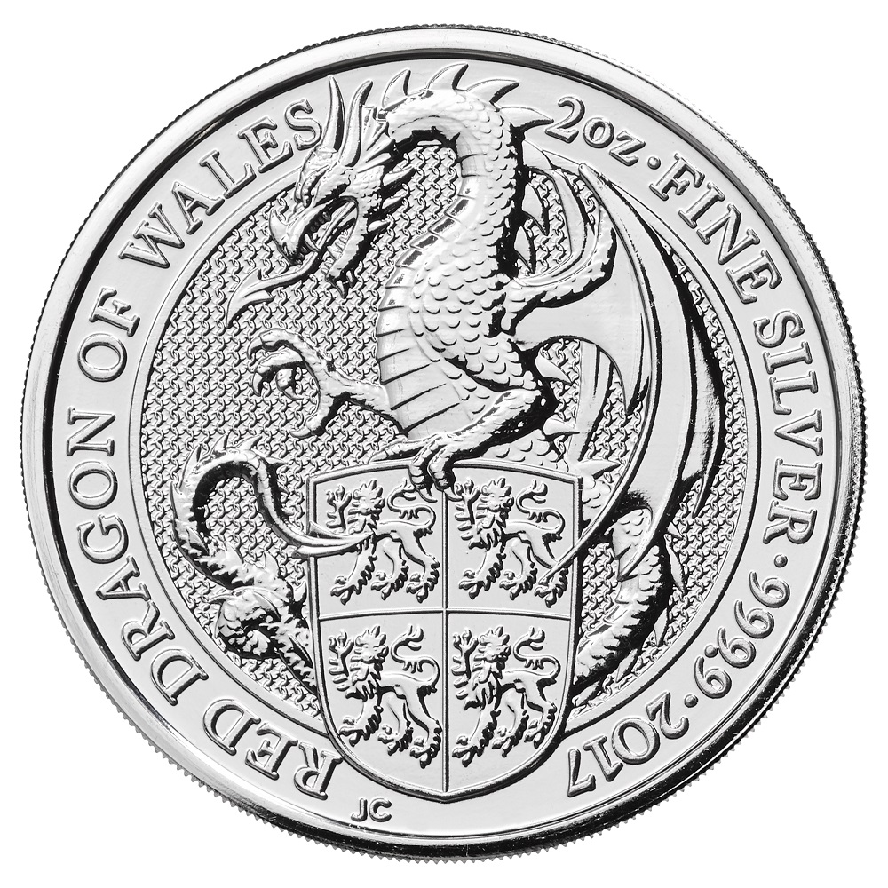 Buy 2017 2oz Silver Queen's Beast Red Dragon Coins | BullionByPost
